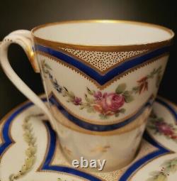 Antique French 18th Century Sèvres Hand Painted Teacup with Saucer, circa 1778