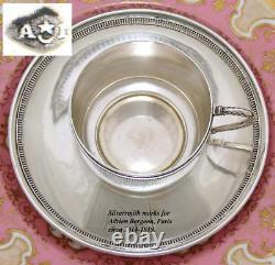 Antique French. 800 (nearly sterling) Silver Tea Cup & Saucer, Large Monique