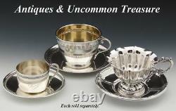 Antique French. 800 (nearly sterling) Silver Tea Cup & Saucer, Large Monique