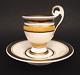 Antique French Empire Old Paris Porcelain Dragon Handle Gold Coffee Cup Saucer