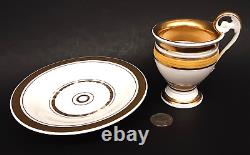 Antique French Empire Old Paris Porcelain Dragon Handle Gold Coffee Cup Saucer