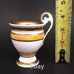 Antique French Empire Old Paris Porcelain Dragon Handle Gold Coffee Cup Saucer