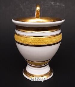 Antique French Empire Old Paris Porcelain Dragon Handle Gold Coffee Cup Saucer