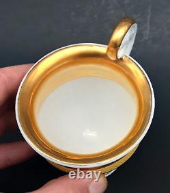 Antique French Empire Old Paris Porcelain Dragon Handle Gold Coffee Cup Saucer