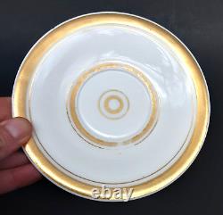 Antique French Empire Old Paris Porcelain Dragon Handle Gold Coffee Cup Saucer