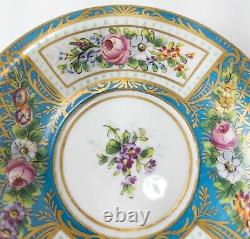 Antique French Sevres Type Teacup and Saucer Floral Gilt Decoration
