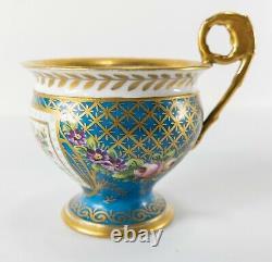 Antique French Sevres Type Teacup and Saucer Floral Gilt Decoration