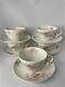 Antique Gda Limoges Set Of 5 Coffee/ Tea Cups Pink Blue Flowers Bow Handle Gold