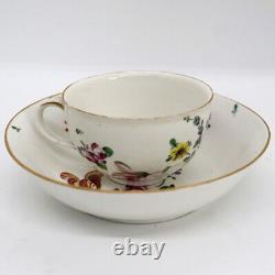 Antique German Frankenthal Carl Theodore Hard Paste Porcelain Teacup & Plate