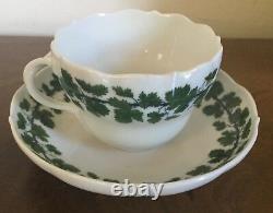 Antique German Meissen Porcelain Tea Cup & Saucer Green Napoleon Ivy Empire