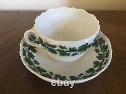 Antique German Meissen Porcelain Tea Cup & Saucer Green Napoleon Ivy Empire