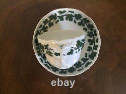 Antique German Meissen Porcelain Tea Cup & Saucer Green Napoleon Ivy Empire