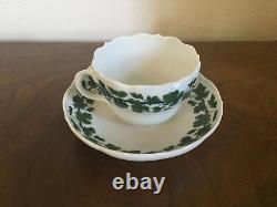 Antique German Meissen Porcelain Tea Cup & Saucer Green Napoleon Ivy Empire