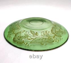 Antique Gilt Enameled Moser Bohemian Cranberry Glass Tea Cup & Green Saucer