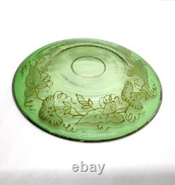 Antique Gilt Enameled Moser Bohemian Cranberry Glass Tea Cup & Green Saucer