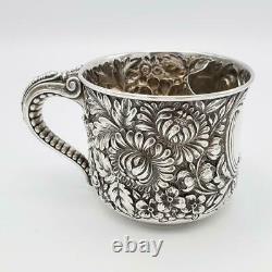 Antique Gorham Sterling Repousse Floral Tea Mug Cup