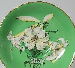 Antique Green Paragon Porcelain Tea Cup Saucer Easter Lily Gold Trim EXCELLENT