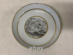 Antique Grisaille Painted Tea Cup / Bowl & Saucer with Cupid & Flora Carriage Dec