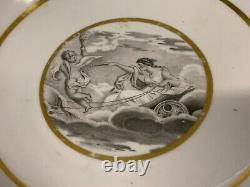 Antique Grisaille Painted Tea Cup / Bowl & Saucer with Cupid & Flora Carriage Dec