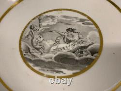 Antique Grisaille Painted Tea Cup / Bowl & Saucer with Cupid & Flora Carriage Dec