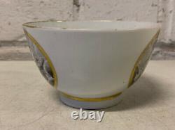 Antique Grisaille Painted Tea Cup / Bowl & Saucer with Cupid & Flora Carriage Dec
