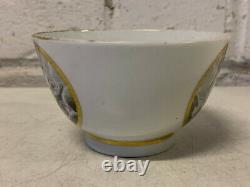 Antique Grisaille Painted Tea Cup / Bowl & Saucer with Cupid & Flora Carriage Dec