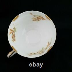 Antique HAVILAND & Co LIMOGES FRANCE Tea Cup/Saucer Set Brown Gold Floral EUC