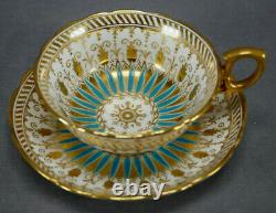 Antique Hammersley Turquoise Enamel & Gold Tea Cup & Saucer Circa 1887-1912