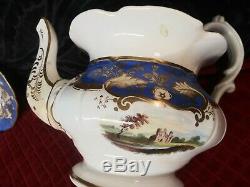 Antique Hand Painted Tea Set, cir early1800s davenport, coalport, worchester 11pc