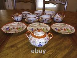 Antique Handpainted Geisha Ware 16 Piece Lot Teacups, Saucers, Cream And Sugar