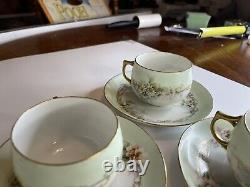 Antique Handpainted J & C Bavarian Fine Bone Tea Cup And Saucer Set O 6 RARE