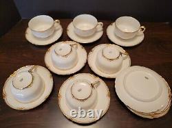 Antique Haviland Limoges Ranson 7 Coffee Tea Cups, 10 Saucers White With Gold Trim
