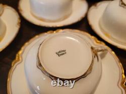 Antique Haviland Limoges Ranson 7 Coffee Tea Cups, 10 Saucers White With Gold Trim