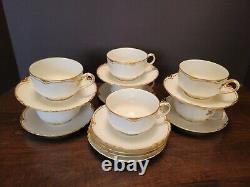 Antique Haviland Limoges Ranson 7 Coffee Tea Cups, 10 Saucers White With Gold Trim