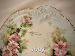 Antique Haviland Limoges Tea Cup & Biscuit Tray, Wild Roses