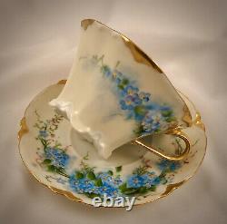 Antique Haviland Limoges Tea Cup & Saucer, Forget-Me-Nots