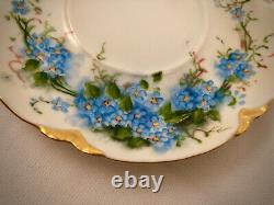 Antique Haviland Limoges Tea Cup & Saucer, Forget-Me-Nots