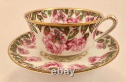 Antique Haviland Limoges Tea Cup & Saucer, Vibrant Drop Rose