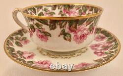 Antique Haviland Limoges Tea Cup & Saucer, Vibrant Drop Rose