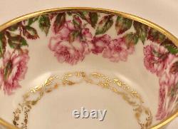 Antique Haviland Limoges Tea Cup & Saucer, Vibrant Drop Rose