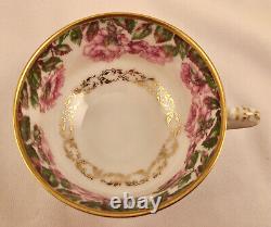 Antique Haviland Limoges Tea Cup & Saucer, Vibrant Drop Rose