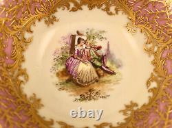 Antique Hirsch Dresden Tea Cup & Saucer, Scenic, Elaborate Gilding