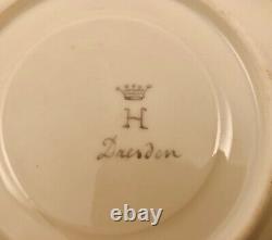 Antique Hirsch Dresden Tea Cup & Saucer, Scenic, Elaborate Gilding