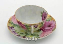 Antique IE & C Co Japan Gold Gilt Roses Tea Cup & Saucer Set Nippon Era Rare