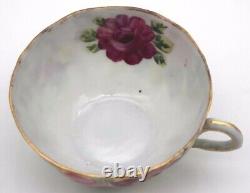 Antique IE & C Co Japan Gold Gilt Roses Tea Cup & Saucer Set Nippon Era Rare