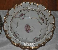 Antique IPF Purple Flower Porcelain TEA & SERVING SET Germany ONLY 4 TEA CUPS