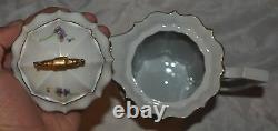 Antique IPF Purple Flower Porcelain TEA & SERVING SET Germany ONLY 4 TEA CUPS