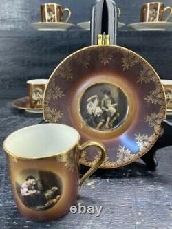 Antique JKW Bavarian German Set of 10 Tea Cups And Saucers