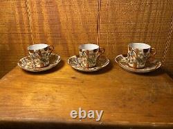 Antique Japanese Butterfly 6 Piece Demitasse Cup and Saucer sets