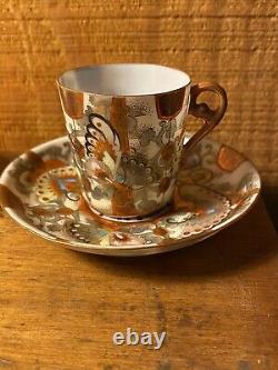 Antique Japanese Butterfly 6 Piece Demitasse Cup and Saucer sets